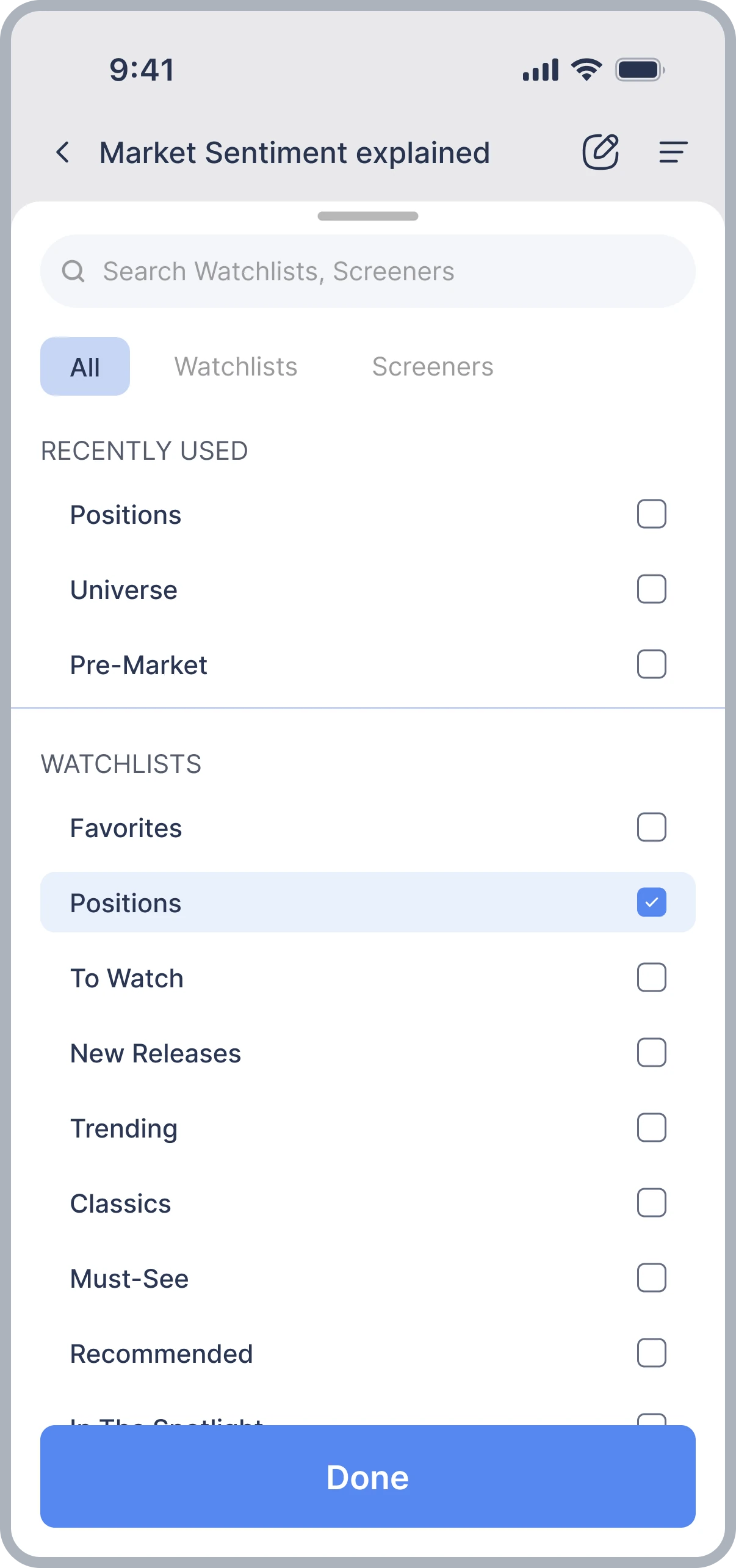 Selecting Positions