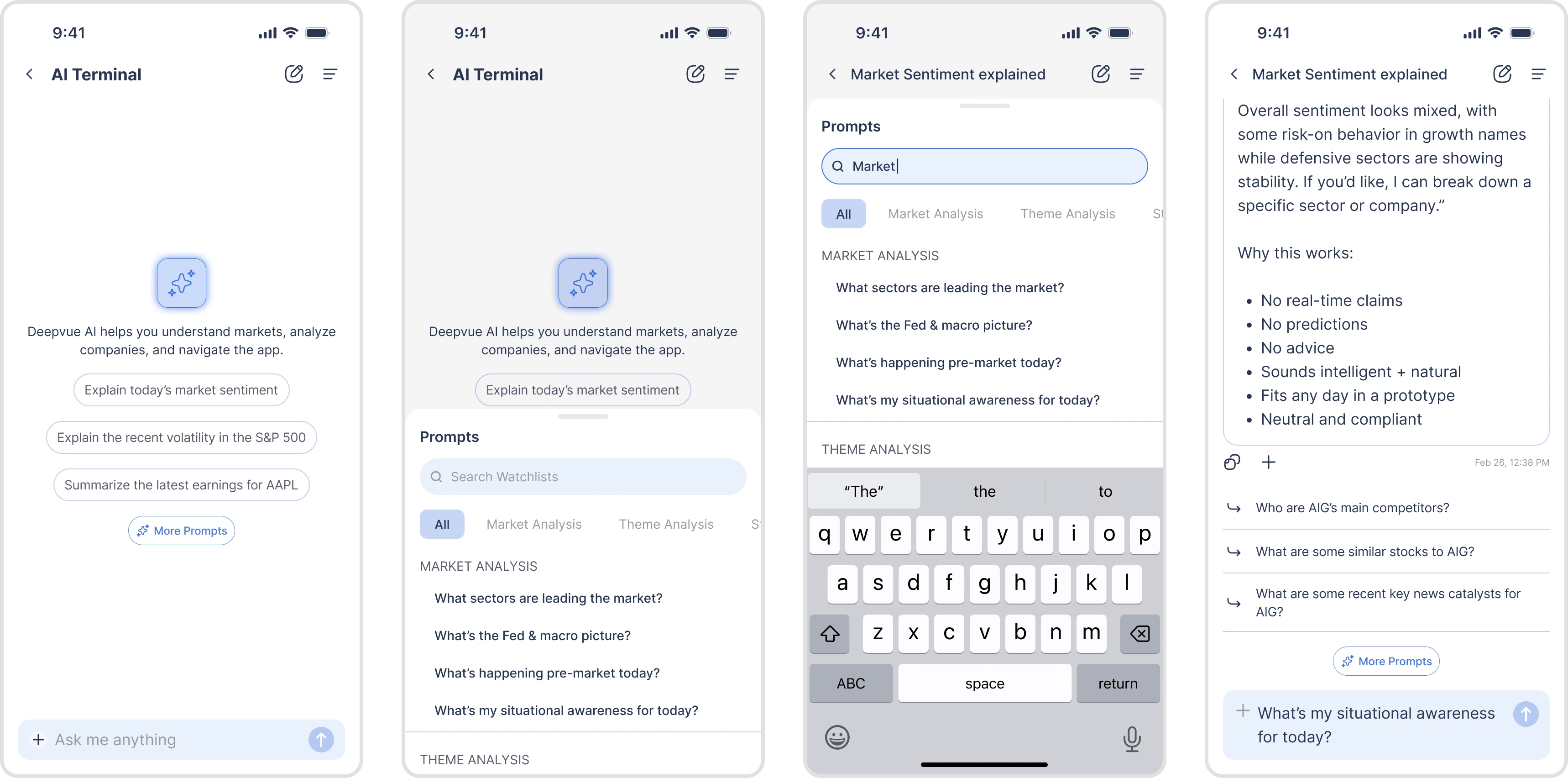 More Prompts opens the library; search, pick a prompt, and it fills the input