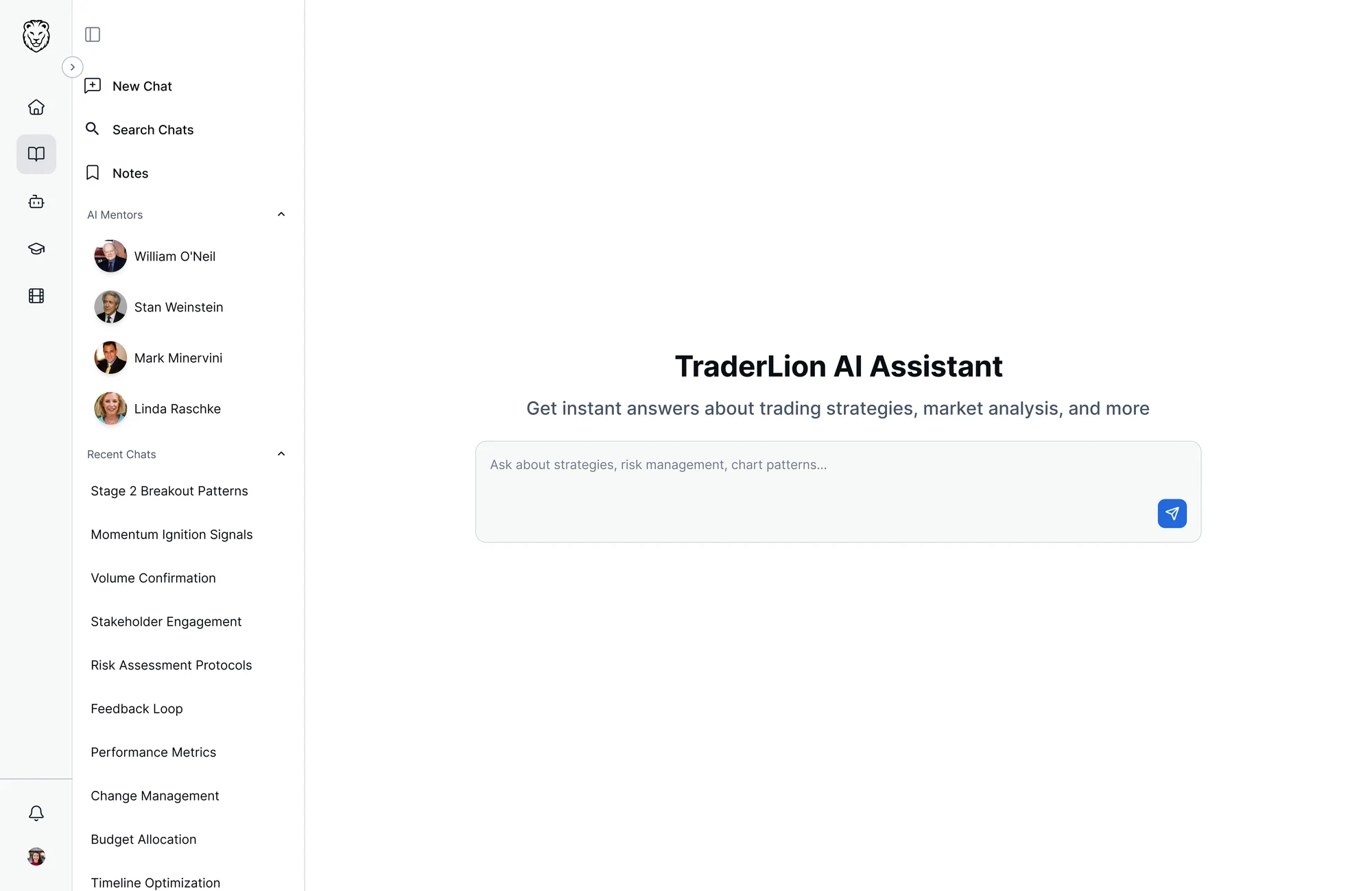 TraderLion AI Assistant, the open-ended entry point