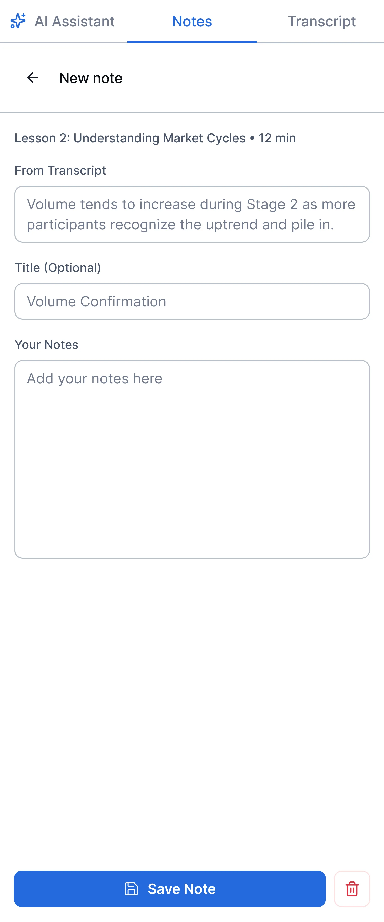 New note on mobile