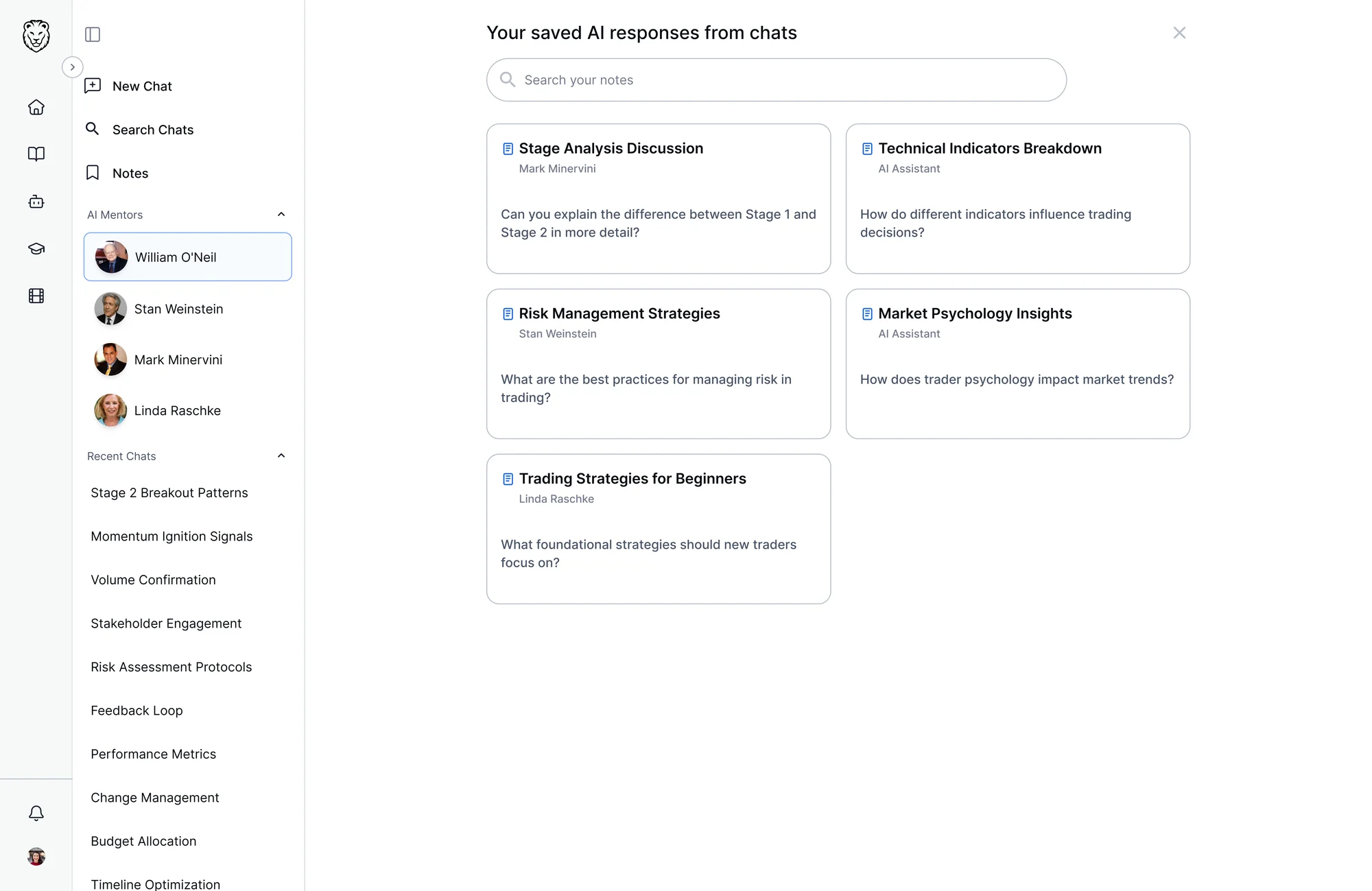 Saved AI responses from chats